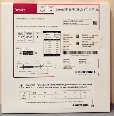 BIOTRONIK 401729 Orsiro Sirolimus Eluting Coronary Stent System 2.25 mm x 9 mm, Box of 01 