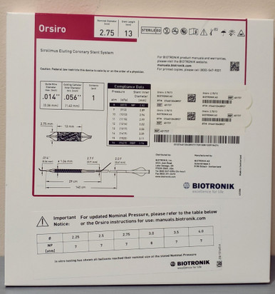 BIOTRONIK 401737 Orsiro Sirolimus Eluting Coronary Stent System 2.75 mm x 13 mm, Box of 01