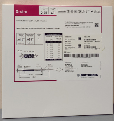 BIOTRONIK 404674 Orsiro Sirolimus Eluting Coronary Stent System 2.75 mm x 40 mm, Box of 01 