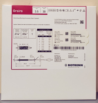 BIOTRONIK 401769 Orsiro Sirolimus Eluting Coronary Stent System 3.5 mm x 30 mm, Box of 01