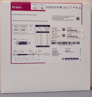 BIOTRONIK 404670 Orsiro Sirolimus Eluting Coronary Stent System 3.5 mm x 35 mm, Box of 01