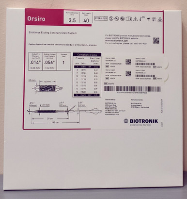 BIOTRONIK 404676 Orsiro Sirolimus Eluting Coronary Stent System 3.5 mm x 40 mm, Box of 01