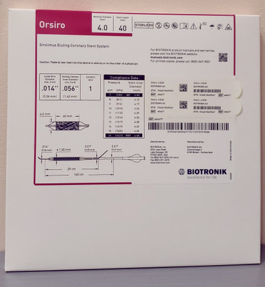 BIOTRONIK 404677 Orsiro Sirolimus Eluting Coronary Stent System 4.0 mm x 40 mm, Box of 01