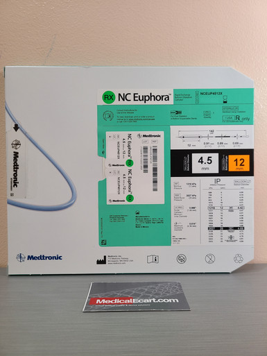 Medtronic NCEUP4512X NC Euphora™ Noncompliant Balloon Dilatation Catheter 4.5 mm x 12 mm, Box of 01