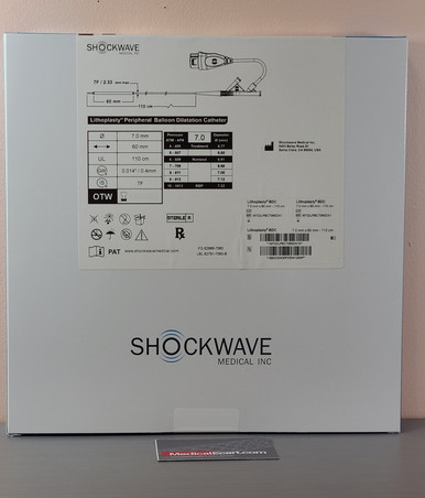 Shockwave Medical M732LPBC7060DX1 Lythoplasty Peripheral Balloon Dilatation Catheter, 7.0 mm x 60mm - 110cm. Box of 01