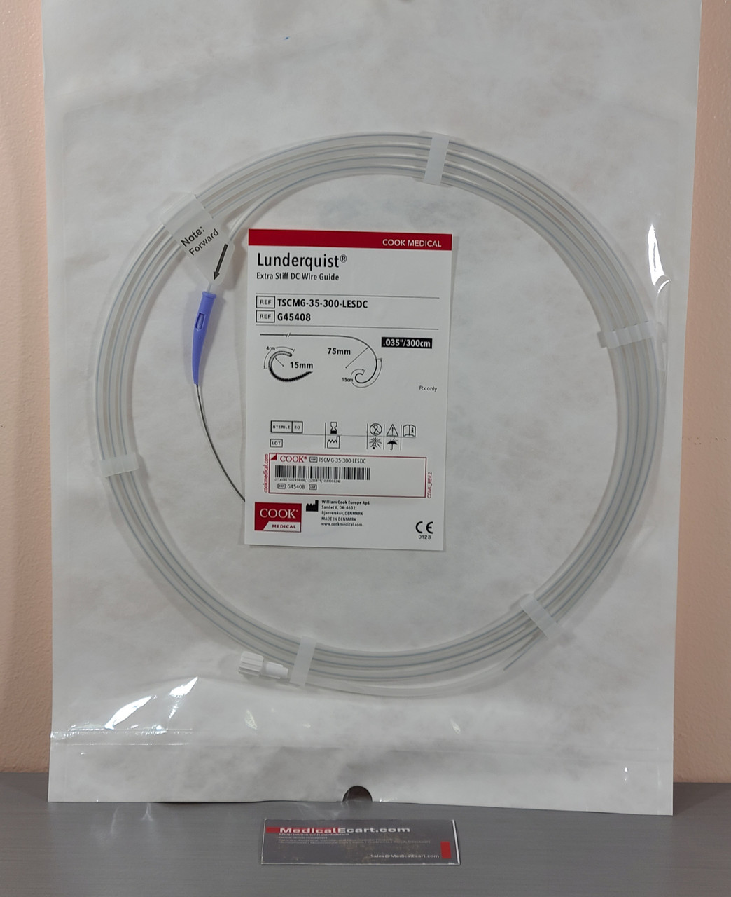 Cook G45408 Lunderquist ® ExtraStiff Wire Guide, DoubleCurved