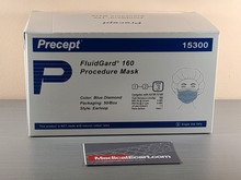Precept 15300 Procedure Mask FluidGard Pleated Earloops One Size Fits Most Blue Diamond NonSterile ASTM Level 3, P15300