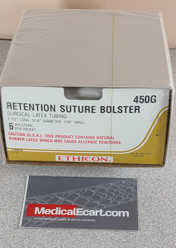 Ethicon 450G Retention Suture Bolster, 6 Bolsters per packet: 2 1/2" Long 3/16" Diameter 1/32" Wall, Box of 12 Packets