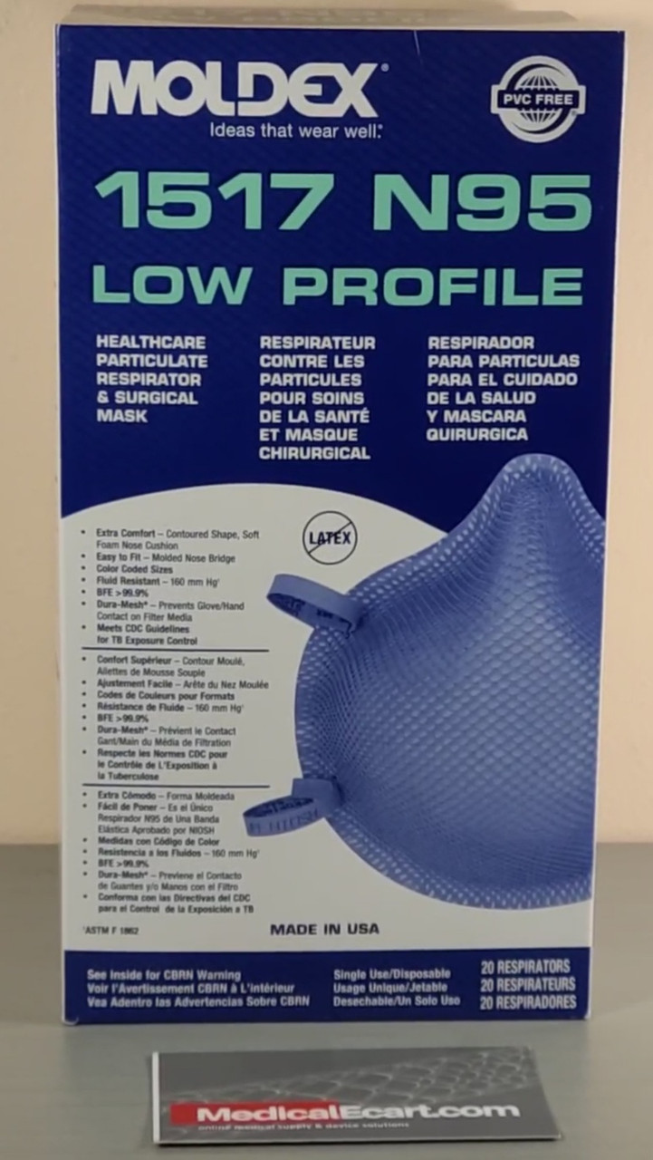 Moldex-Metric, 1517, Surgical Respirator, N95, Cup, Elastic Strap,
