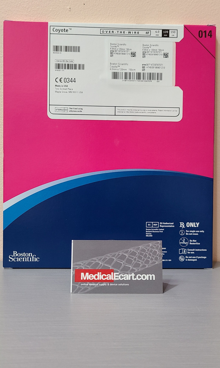 Boston Scientific H74939186401210 Coyote™ 3918640121, OTW 4Fr PTA Balloon  Dilatation Catheter 4.0 mm x 120 mm, 150 cm Length. Box of 01