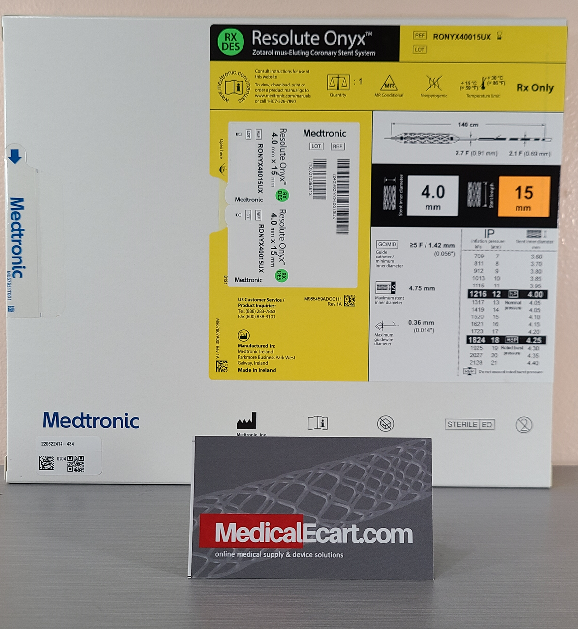 Medtronic RONYX40015UX Resolute Onyx DrugEluting Stent 4.0mm x 15mm