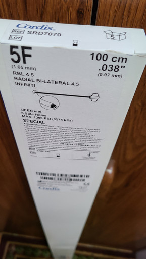 Cordis SRD7070 INFINITI® RBL 4.5 Nylon Diagnostic Catheter, 5Fr, 100cm x 0.038", Box of 05