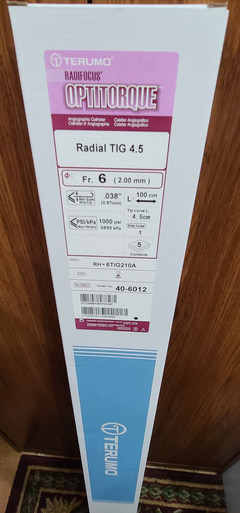 Terumo 40-6012, RH* 6TIG210A Radifocus ® Optitorque ® - Angiographic Catheter Radial TIG 4.5, 6Fr. Box of 5