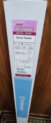 Terumo 40-5022, RH* 6BL4020A Radifocus ® Optitorque ® - Angiographic Catheter Sarah Radial (Curve Size 4.0), 5Fr. Box of 5