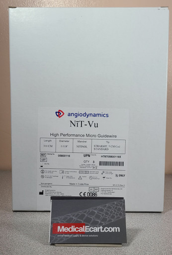 AngioDynamics 05800116 NiT-Vu™ H787058001165 High-Performance Micro Guidewire, 300 cm Length, 0.018in Diameter, Tip: Straight, 5cm coil, Standard. Box of 03 