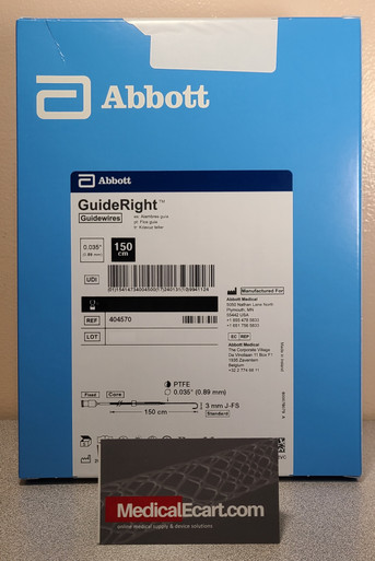 Abbott 404570 GuideRight™ Guidewire 0.035in x 150cm, 3mm Standard J-FS, Box of 05