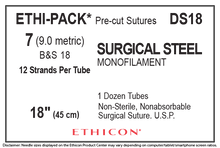 Ethicon DS18 ETHI-PACK Surgical Stainless Steel Suture