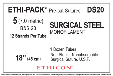 Ethicon DS20 ETHI-PACK Surgical Stainless Steel Suture