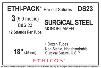 Ethicon DS23 ETHI-PACK Surgical Stainless Steel Suture