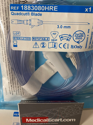 Medtronic 1883080HRE Quadcut blade 3.0 mm diameter x 13.0 cm long, straight, rotatable, 1 each with irrigation tubing