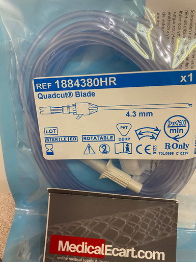 Medtronic 1884380HRE Quadcut blade 4.0 mm diameter x 13.0 cm long, straight, rotatable, Box of 05 with irrigation tubing 