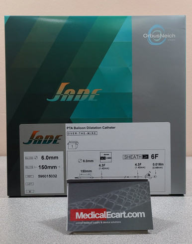 Jade 596015032 OTW .018" 200cm, PTA Balloon Dilatation Catheter, Diameter 6.0mm, Length 150mm, Box of 01