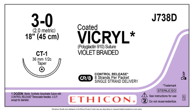 Ethicon J738D COATED VICRYL® (polyglactin 910) Suture