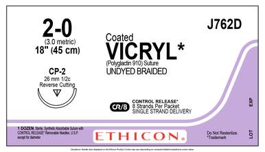 Ethicon J762D COATED VICRYL® (polyglactin 910) Suture