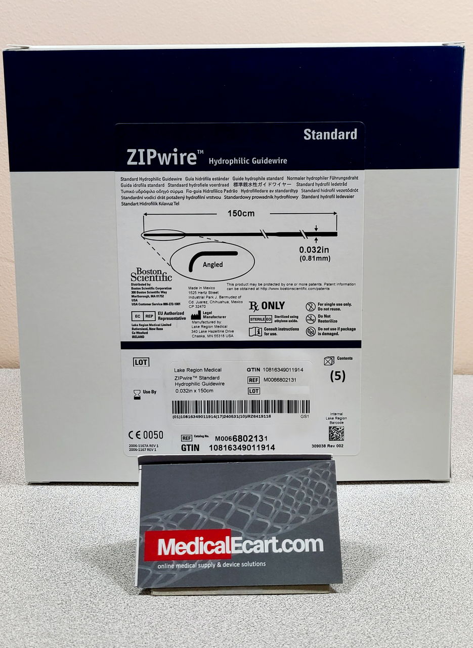 Boston Scientific M0066802131 ZIPwire™ 680213 Nitinol Hydrophilic Guidewire, Standard Type, Angled, 150cm x 0.032in. Box of 05 Boston Scientific M0066802131 ZIPwire™ 680213 Nitinol Hydrophilic Guidewire, Standard Type, Angled, 150cm x 0.032in. Box of 05