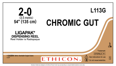 Ethicon L113G Surgical Gut Suture - Chromic