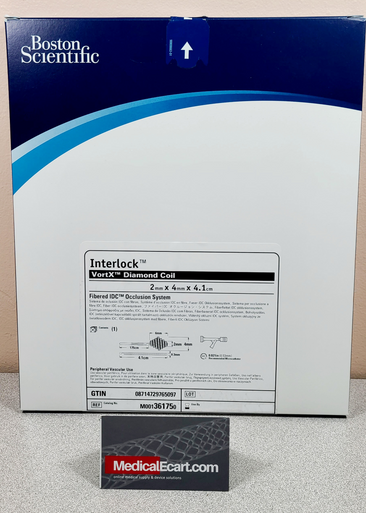Boston Scientific 36175 INTERLOCK™ Vortx™ Diamond Coil, M001361750, Fibered IDC™ Occlusion System, 2mm X 4mm X 4.1cm, Box of 01 
