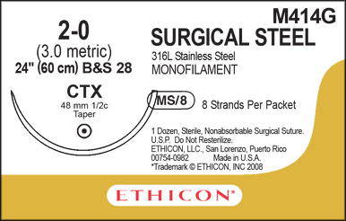 Ethicon M414G Surgical Stainless Steel Suture