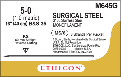 Ethicon M645G Surgical Stainless Steel Suture