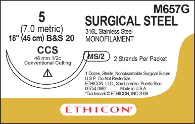 Ethicon M657G Surgical Stainless Steel Suture