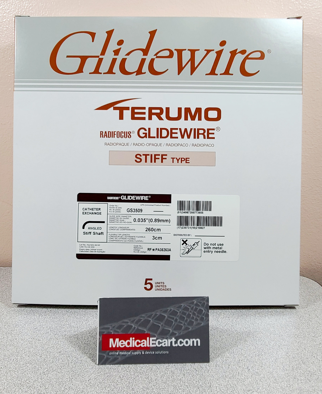 Terumo GS3509 GLIDEWIRE® Hydrophilic Coated Guidewire, Stiff Shaft , 0.