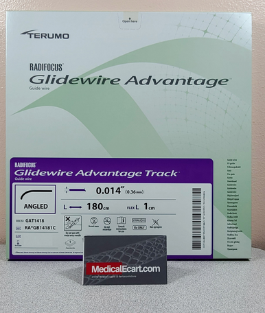 Terumo GAT1418 GLIDEWIRE ADVANTAGE TRACK™ Peripheral Guidewire, 0.014” x 180cm, Tip 1 cm, Tip Shape 35˚ Angle. Box of 1