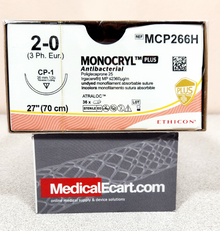 Ethicon MCP266H MONOCRYL® Plus Antibacterial (poliglecaprone 25) Suture