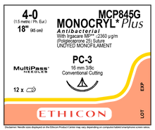 Ethicon MCP845G MONOCRYL® Plus Antibacterial (poliglecaprone 25) Suture