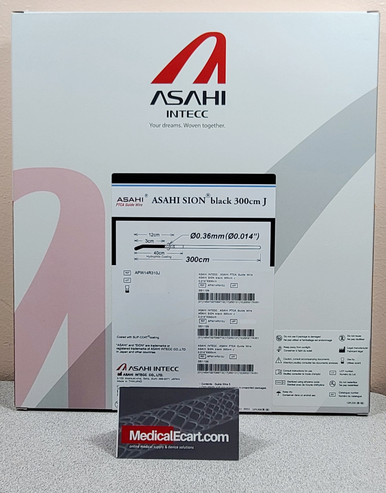 ASAHI APW14R310J, SION® black PTCA Guidewire, 0.014 inch, 300 cm, J Shape Tip, Polymer Jacket & Hydrophilic Coating, Box of 05