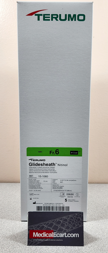 Terumo 15-1060 GLIDESHEATH™ Nitinol Access, 6Fr X 10cm, ID 0.087", Tip ID 0.082", GuideWire 0.021" (0.54mm) X 43cm, Needle 21g X 1.5" (38mm), Box of 5