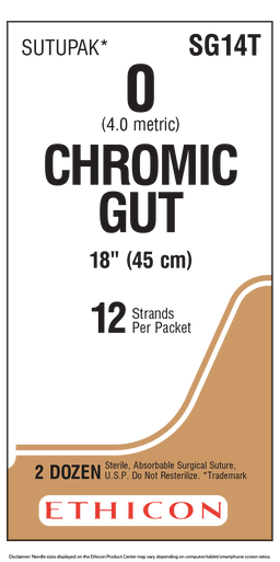 Ethicon SG14T Surgical Gut Suture - Chromic