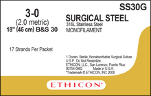 Ethicon SS30G Surgical Stainless Steel Suture