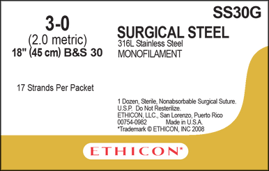 Ethicon SS30G Surgical Stainless Steel Suture