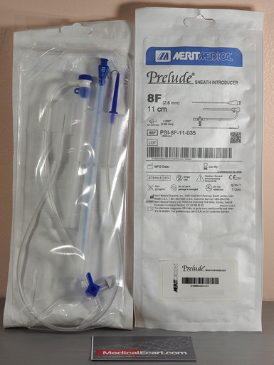Merit PSI-8F-11-035-18G Prelude ® 11cm 8F Sheath Introducer w/ 0.035″ guide wire diameter with Merit Advance® Needle. Box of 05