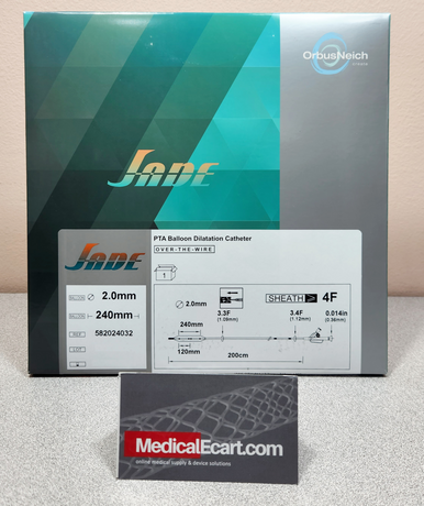 Jade 582024022 OTW .014" 200cm, PTA Balloon Dilatation Catheter, Diameter 2 mm, Length 240mm, Box of 01