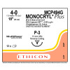 Ethicon MONOCRYL™ Plus MCP494G Absorbable Surgical Suture, 4-0, P-3 13mm 3/8 Circle Reverse Cutting, Undyed Monofilament 18" (45cm), Box of 12