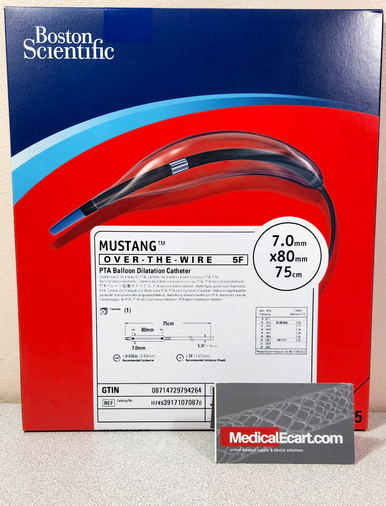 Boston Scientific H74939171070870 Mustang™, 0.035” Balloon Dilatation Catheter, 3917107087, Over the Wire, 5F, 7.0mm x 80mm x 75cm, Box of 01