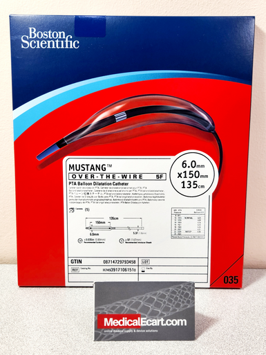 Boston Scientific H74939171061510 Mustang™, 0.035” Balloon Dilatation Catheter, 3917106151, Over the Wire, 6F, 6.0mm x 150mm x 135cm, Box of 01