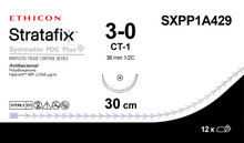 Ethicon SXPP1A429 STRATAFIX™ Symmetric PDS Plus Suture, Taper Point, Absorbable, CT-1 36mm 1/2 Circle, 12" = 30cm, Size 3-0, Box of 12