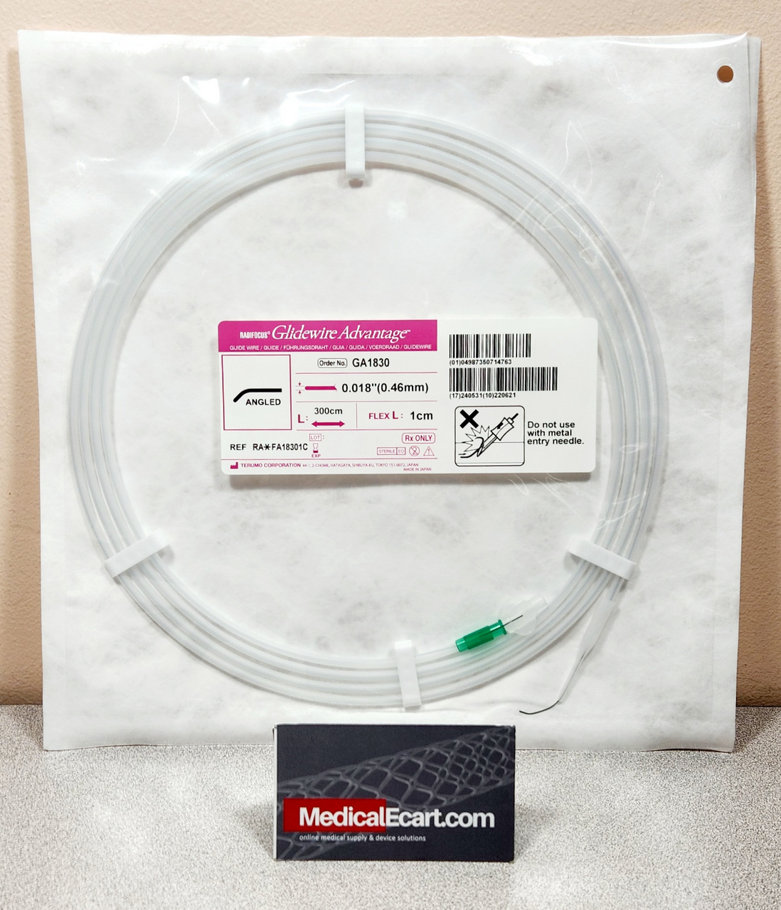 Terumo GA1830 Glidewire Advantage Peripheral Guidewire, 0.018” x 300cm